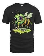 Gross Zombie Bee Cartoon T Shirt Funny Creepy Cute Graphic Art - black t-shirt on white background