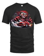 Crazy Demon Driver Muscle Car Graphic T Shirt Wild Street Style - black t-shirt on white background