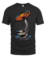 Dark Mushroom Monster Graphic T Shirt Creepy Dripping Art Style - black t-shirt on white background