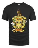 Burn Bright Not Out Candle Graphic T Shirt Funny Motivational Art - black t-shirt on white background