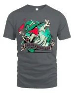 Funny Wizard Cast Fireball T Shirt Fantasy Gamer Cartoon Style - gray t-shirt on white background