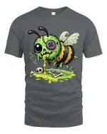 Gross Zombie Bee Cartoon T Shirt Funny Creepy Cute Graphic Art - gray t-shirt on white background