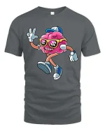 Cool Dancing Brain Cartoon T Shirt Funny Nerd Streetwear Style - gray t-shirt on white background