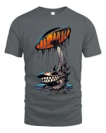 Dark Mushroom Monster Graphic T Shirt Creepy Dripping Art Style - gray t-shirt on white background