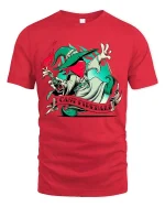 Funny Wizard Cast Fireball T Shirt Fantasy Gamer Cartoon Style - red t-shirt on white background