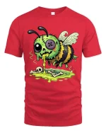 Gross Zombie Bee Cartoon T Shirt Funny Creepy Cute Graphic Art - red t-shirt on white background