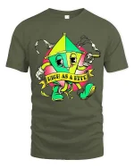 Funny High As A Kite Cartoon T Shirt Cool Chill Graphic Style - military green t-shirt on white background