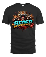 Bezdep Fierce Tiger Dice Street Style Graphic T Shirt - black t-shirt on white background