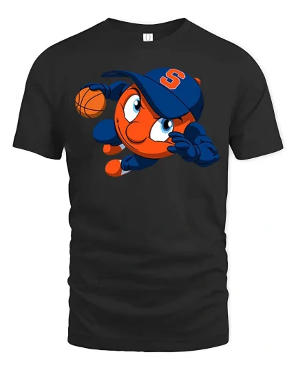 Basketball Mascot Cartoon Action Sports Graphic T Shirt - black t-shirt on white background