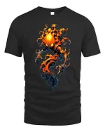 Flaming Pumpkin Spirit Dark Fantasy Graphic T Shirt - black t-shirt on white background
