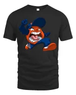 Angry Mascot Jumping Cartoon Sports Fan Graphic T Shirt - black t-shirt on white background