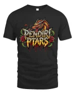 Pendir Ptars Dragon Fire Graphic T Shirt Bold Fantasy Streetwear Style - black t-shirt on white background