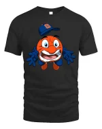 Funny Orange Mascot Baseball Cartoon Graphic T Shirt - black t-shirt on white background