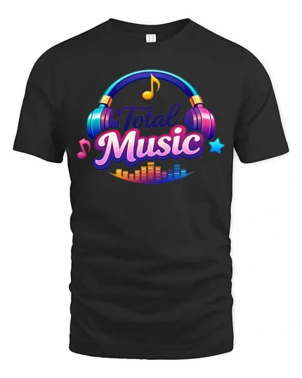 Total Music Headphones Colorful Sound Graphic T Shirt - black t-shirt on white background