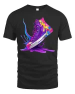 Color Splash Sneaker Street Art Style Graphic T Shirt - black t-shirt on white background
