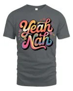 Yeah Nah Funny Aussie Slang Retro Vibes Graphic T Shirt - gray t-shirt on white background