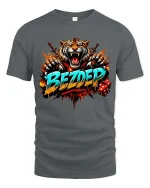 Bezdep Fierce Tiger Dice Street Style Graphic T Shirt - gray t-shirt on white background