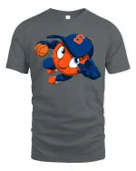 Basketball Mascot Cartoon Action Sports Graphic T Shirt - gray t-shirt on white background