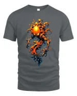 Flaming Pumpkin Spirit Dark Fantasy Graphic T Shirt - gray t-shirt on white background