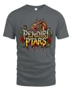 Pendir Ptars Dragon Fire Graphic T Shirt Bold Fantasy Streetwear Style - gray t-shirt on white background