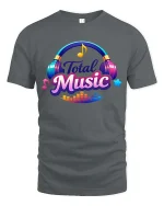 Total Music Headphones Colorful Sound Graphic T Shirt - gray t-shirt on white background