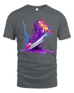 Color Splash Sneaker Street Art Style Graphic T Shirt - gray t-shirt on white background