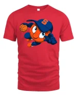 Basketball Mascot Cartoon Action Sports Graphic T Shirt - red t-shirt on white background