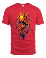 Flaming Pumpkin Spirit Dark Fantasy Graphic T Shirt - red t-shirt on white background