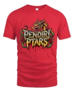 Pendir Ptars Dragon Fire Graphic T Shirt Bold Fantasy Streetwear Style - red t-shirt on white background