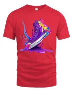 Color Splash Sneaker Street Art Style Graphic T Shirt - red t-shirt on white background
