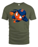 Basketball Mascot Cartoon Action Sports Graphic T Shirt - military green t-shirt on white background