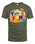 Times of Fun Colorful Graphic T Shirt Happy Summer Vibes Style - military green t-shirt on white background