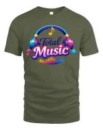 Total Music Headphones Colorful Sound Graphic T Shirt - military green t-shirt on white background