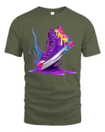 Color Splash Sneaker Street Art Style Graphic T Shirt - military green t-shirt on white background