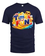 Times of Fun Colorful Graphic T Shirt Happy Summer Vibes Style - navy t-shirt on white background
