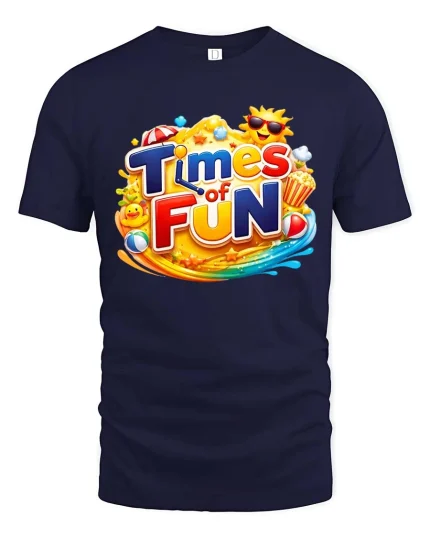 Times of Fun Colorful Graphic T Shirt Happy Summer Vibes Style - navy t-shirt on white background