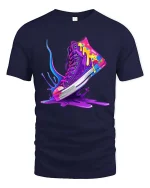 Color Splash Sneaker Street Art Style Graphic T Shirt - navy t-shirt on white background