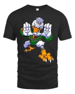 Fierce Cartoon Duck Mascot Football Style Graphic T Shirt Tee - black t-shirt on white background