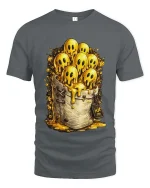Cute Melting Ghost Characters Gold Style Graphic T Shirt Tee - gray t-shirt on white background
