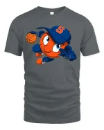 Cool Basketball Cartoon Character Sports Graphic T Shirt Tee - gray t-shirt on white background