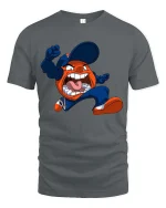 Wild Shouting Mascot Character Cartoon Graphic T Shirt Tee - gray t-shirt on white background