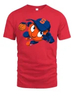 Cool Basketball Cartoon Character Sports Graphic T Shirt Tee - red t-shirt on white background