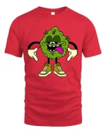 Vintage Shark Attack Nautical Graphic T Shirt Bold Ocean Tee - red t-shirt on white background