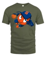 Cool Basketball Cartoon Character Sports Graphic T Shirt Tee - military green t-shirt on white background