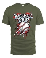 Funny Crazy Duck Cartoon Exploded Style Graphic T Shirt Tee - military green t-shirt on white background