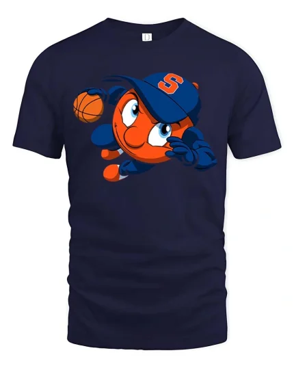 Cool Basketball Cartoon Character Sports Graphic T Shirt Tee - navy t-shirt on white background