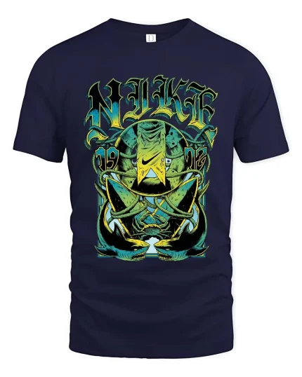 Product - navy t-shirt on white background