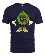 Vintage Shark Attack Nautical Graphic T Shirt Bold Ocean Tee - navy t-shirt on white background