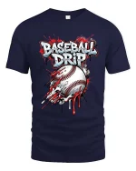 Funny Crazy Duck Cartoon Exploded Style Graphic T Shirt Tee - navy t-shirt on white background