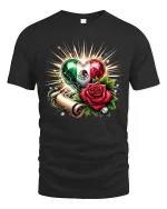 Mexican Heart Rose Pride Graphic Cultural Love T-Shirt - black t-shirt on white background